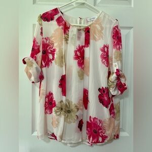 Calvin Klein White and Pink Blouse
